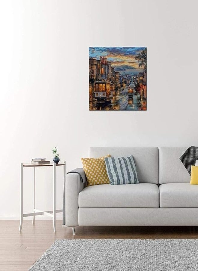 Retailio مجموعة ريتيليو للرسم بالأرقام على قماش الزهور، مناسبة للأطفال والفتيات والكبار والمبتدئين، مقاس 16 × 20 بوصة، مجموعة الرسم الزيتي بدون لهب، هدية (تلفريك سان فرانسيسكو) - Image 2